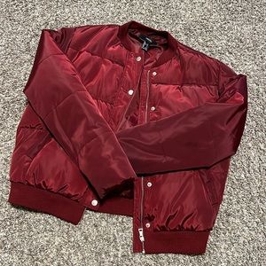 MAROON PUFFER BOMBER JACKET